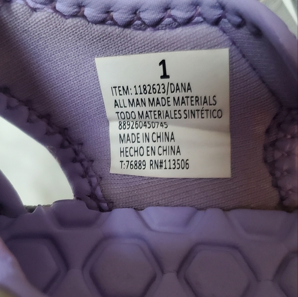 Khombu Girls Athletic Closed Toe Bungee Lace Sandals Gray & Purple Size 1 Kids - Picture 6 of 6